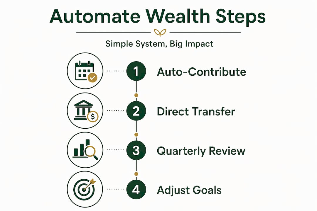 Infographic showing four steps to automating wealth