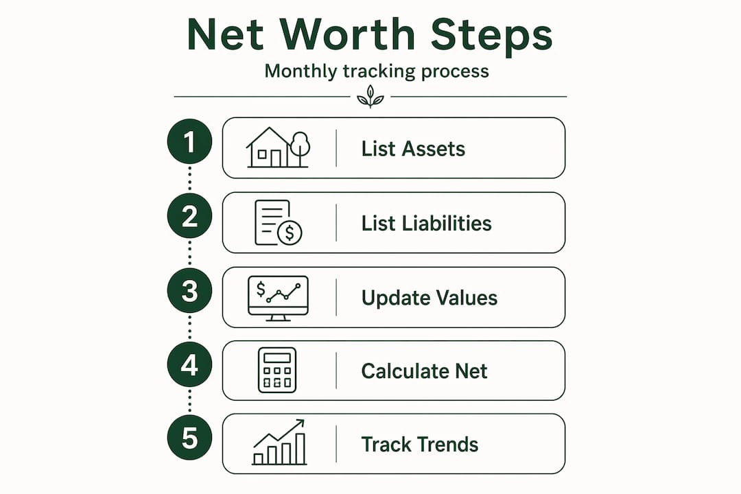 Infographic monthly net worth tracking steps