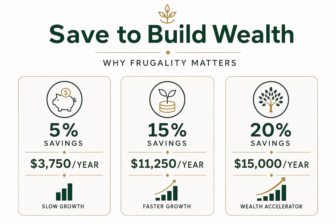 Infographic showing impact of different savings rates