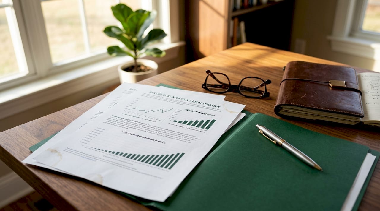 Financial charts illustrating dollar-cost averaging