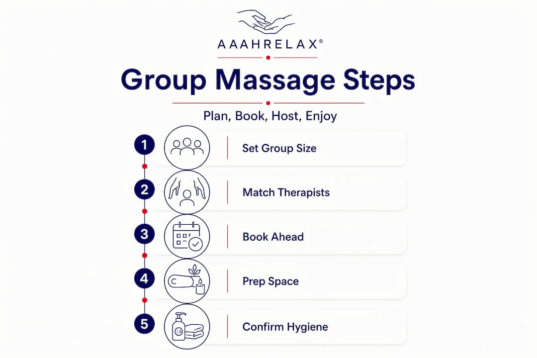 Infographic showing steps for group massage planning