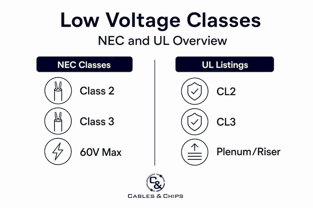 Infographic compares NEC and UL cable classes