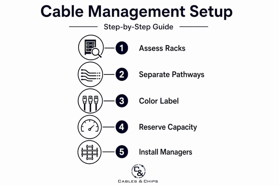 Infographic showing cable management steps