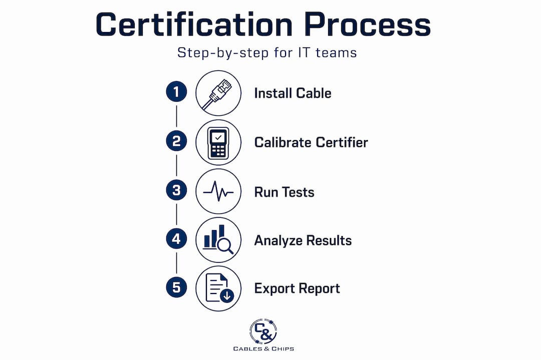 Infographic showing cable certification steps