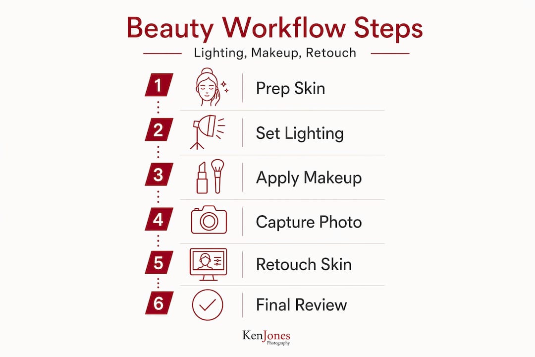 Infographic illustrating beauty workflow steps