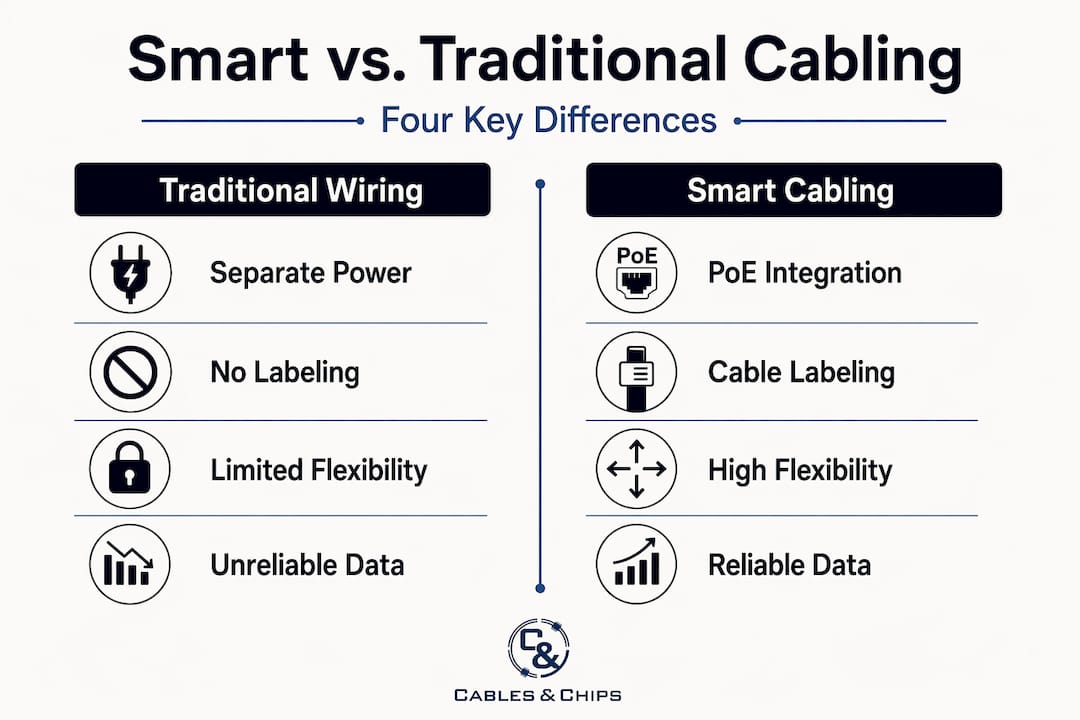 Infographic comparing smart cabling to traditional
