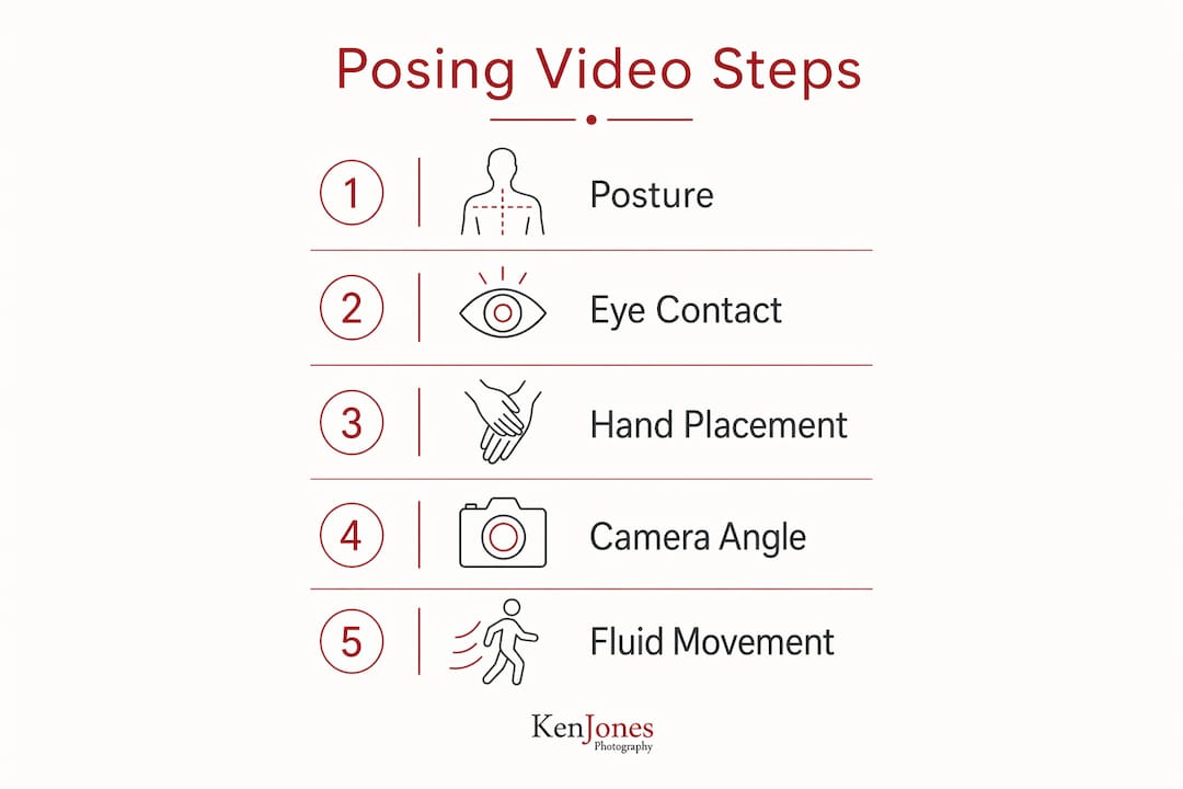 Infographic showing key posing video steps