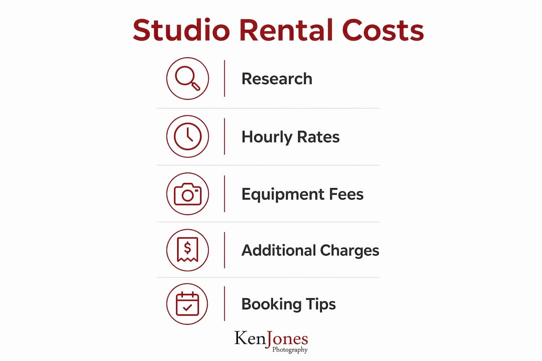 Infographic outlining photography studio rental costs