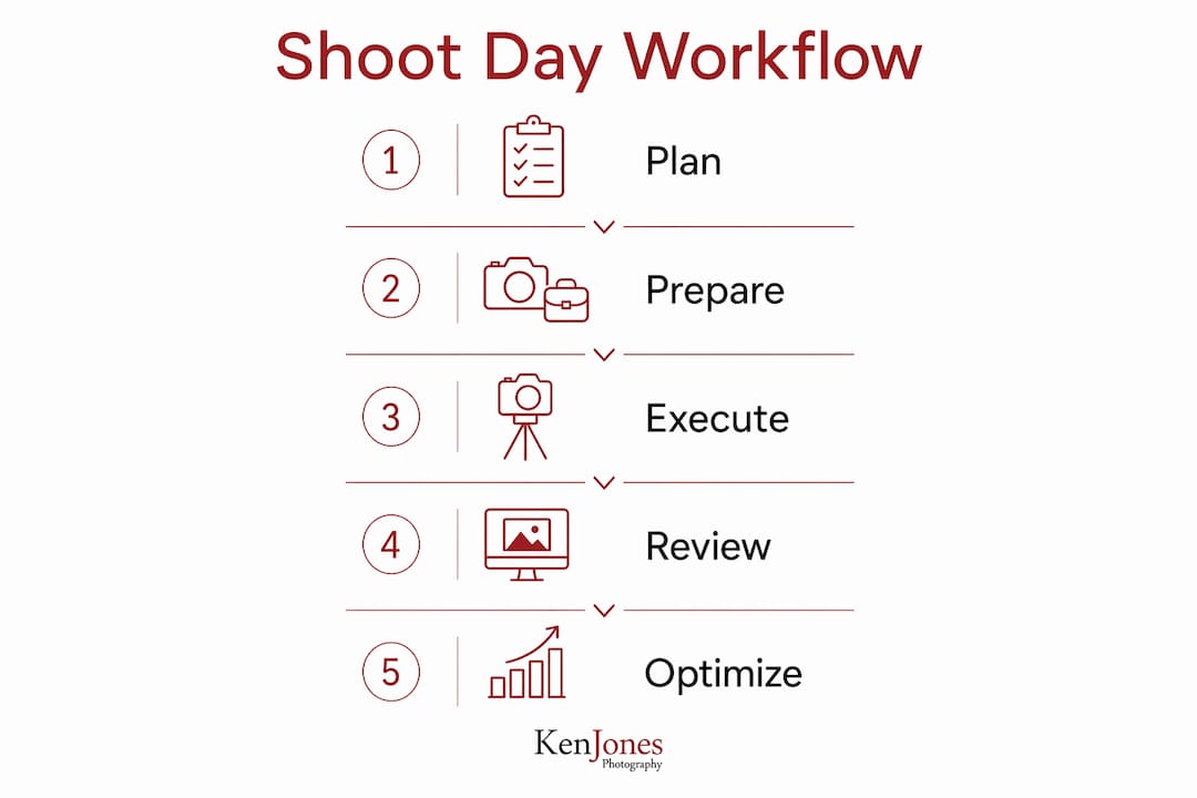 Infographic illustrating product shoot workflow steps