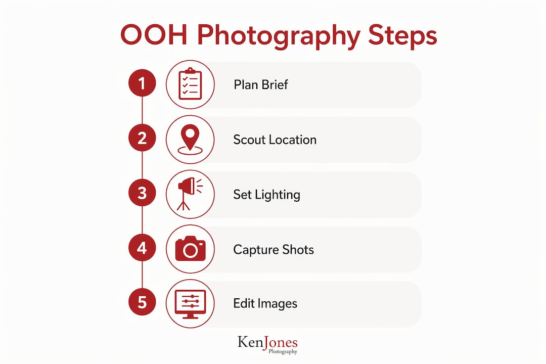 Infographic outlining OOH photography planning steps