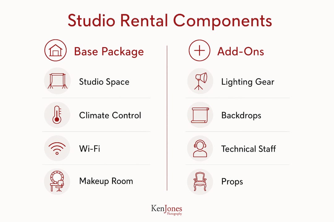 Infographic showing base rental package versus add-ons