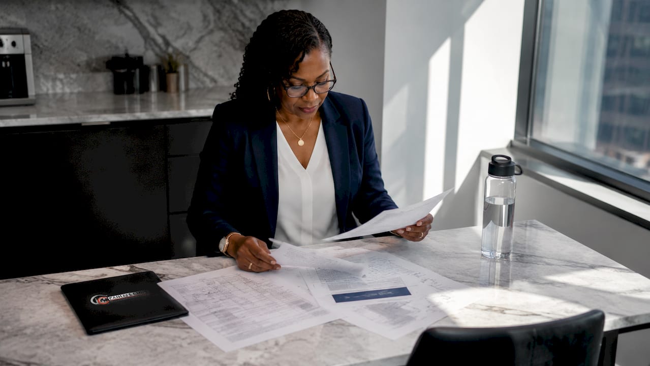 IT professional reviewing cabling standards documents