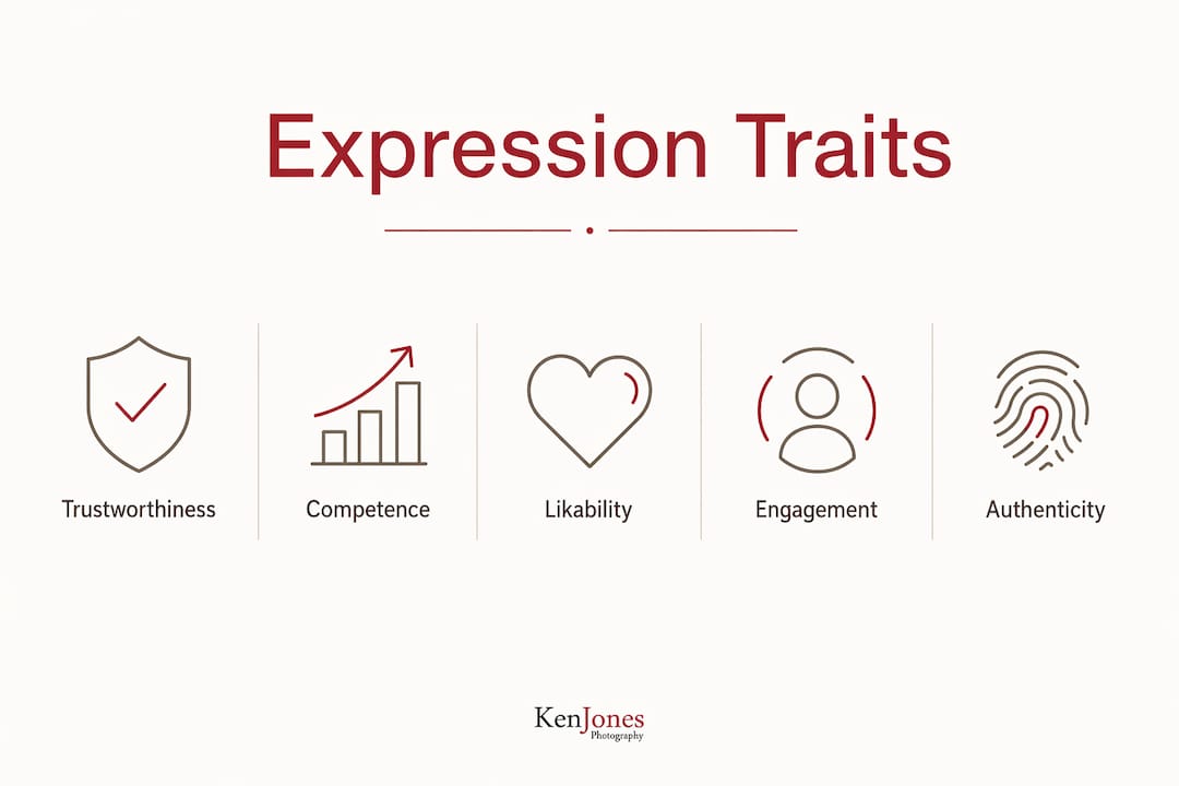 Infographic showing key facial expression traits