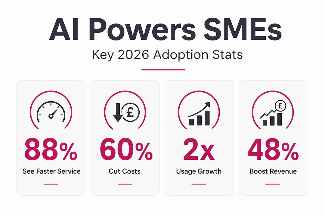 Infographic with key SME AI adoption statistics