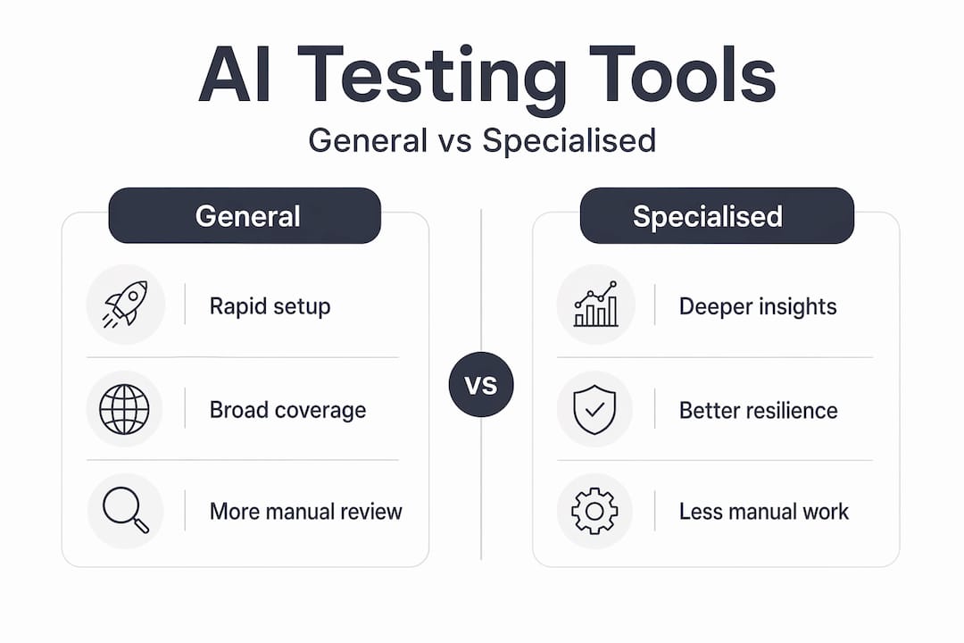 Infographic comparing general and specialised AI tools