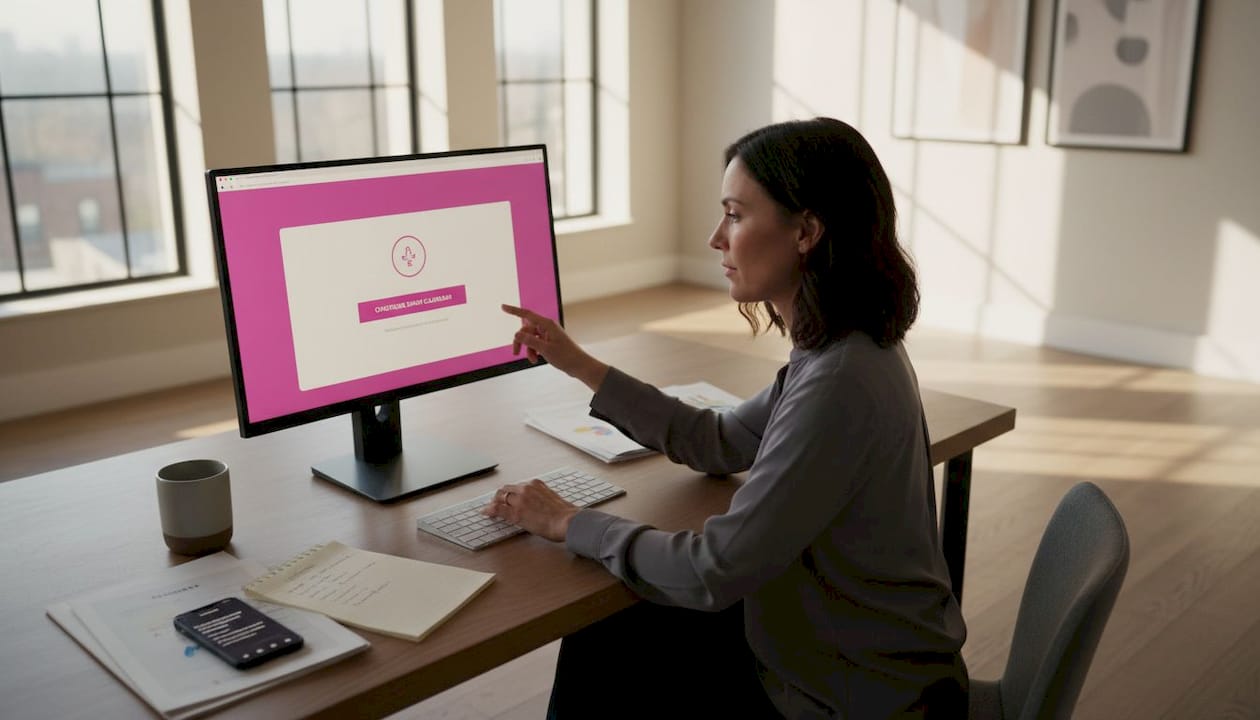 Business owner setting up AI scheduling on computer