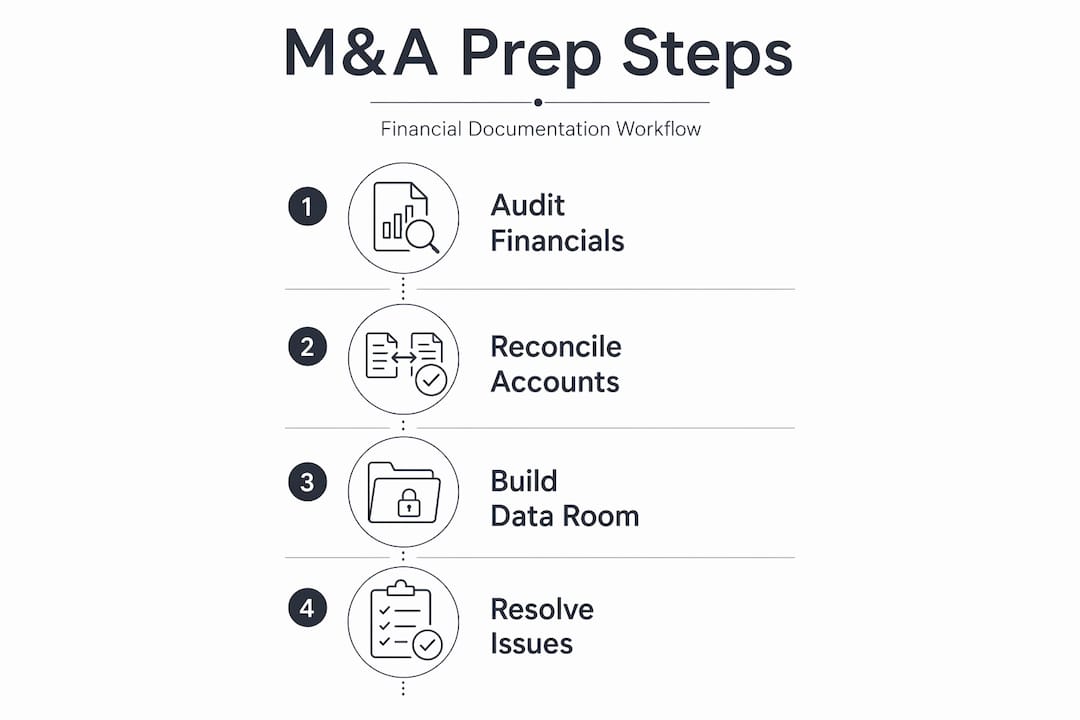Infographic showing steps for financial document prep