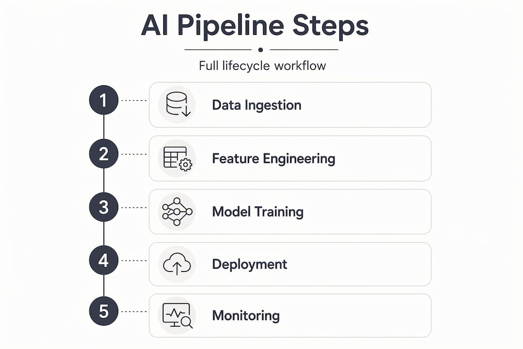 Infographic showing AI pipeline lifecycle stages