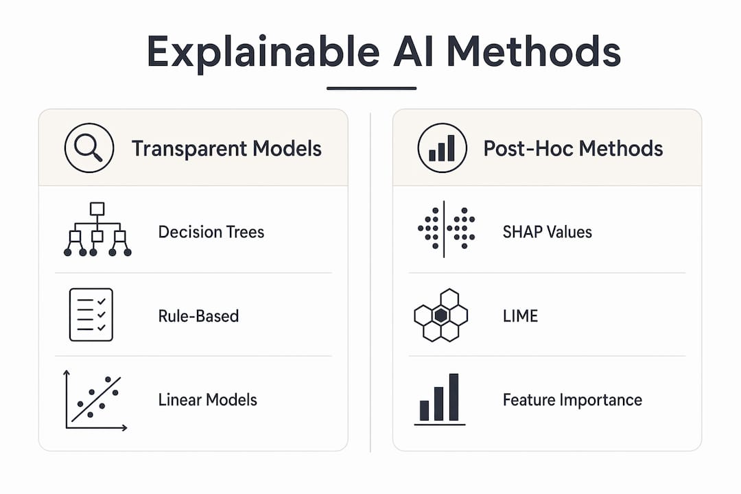Infographic displaying explainable AI methods categories