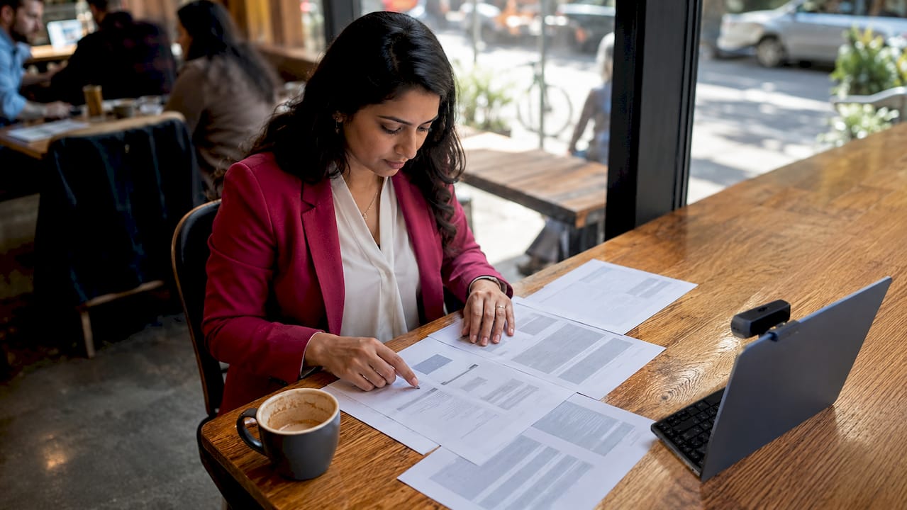 Female cybersecurity analyst at dual monitors