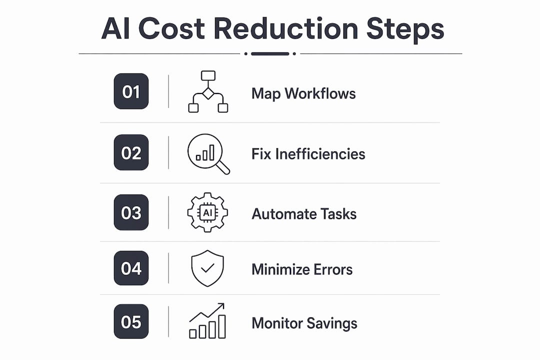 Infographic illustrating AI cost reduction process