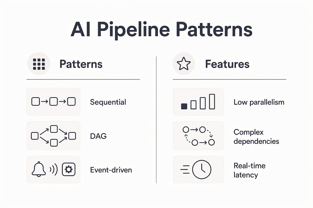 Infographic comparing AI pipeline architecture patterns