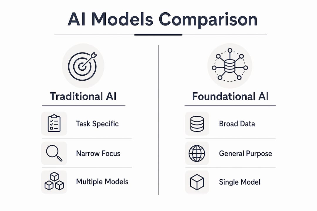 Infographic comparing traditional and foundational AI models