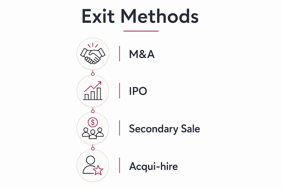 Infographic displaying main tech company exit methods