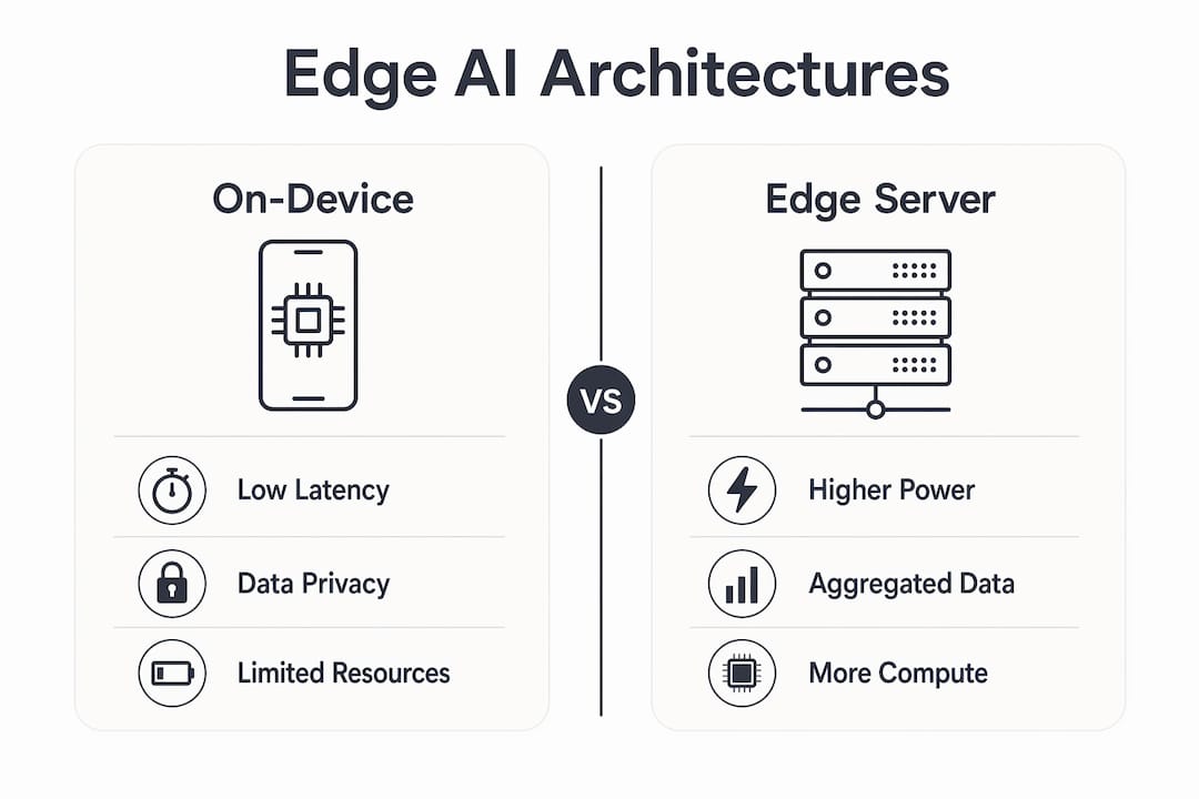 Infographic comparing edge AI deployment architectures