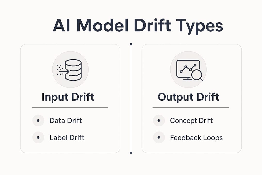 Infographic showing types of AI model drift