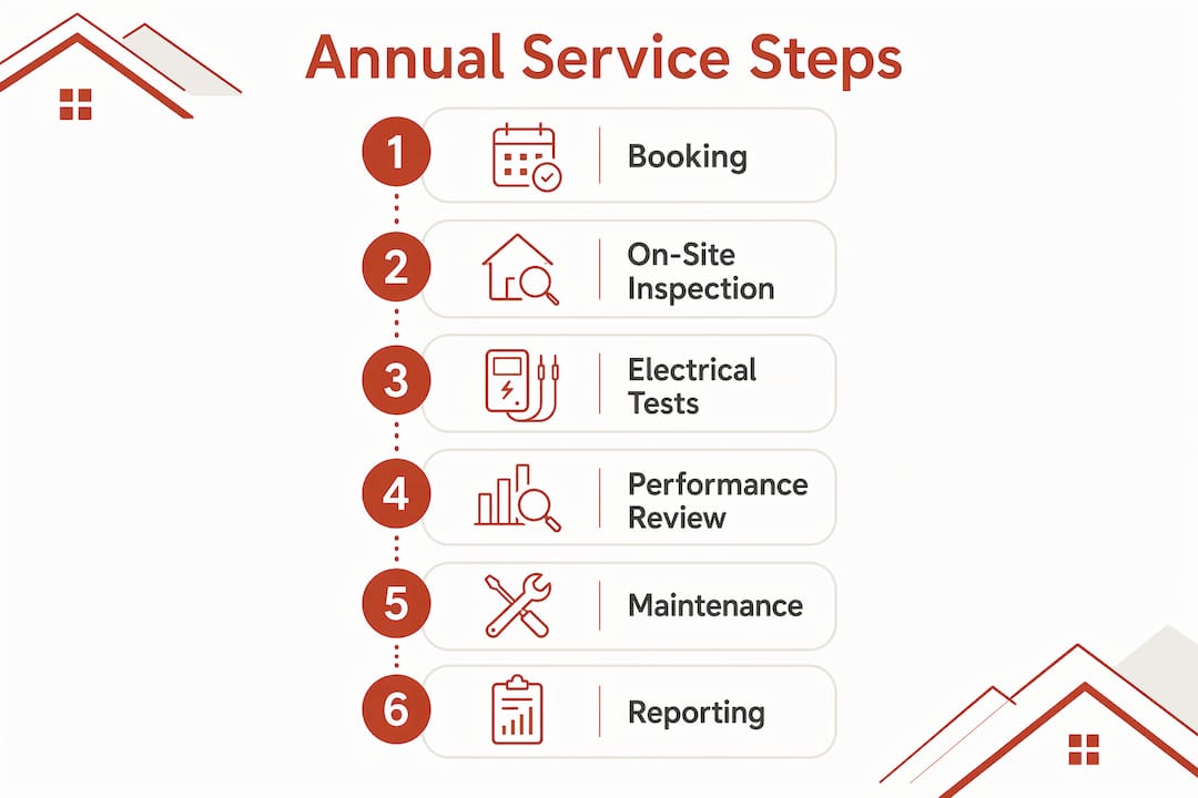 Infographic showing steps of solar system annual service