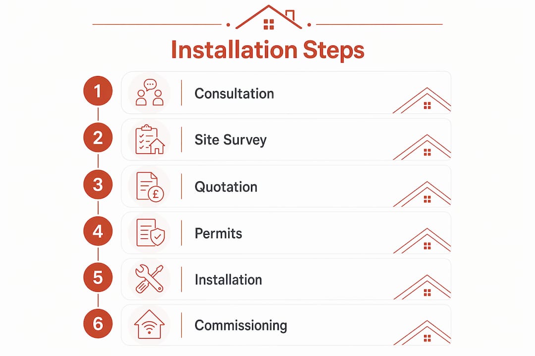 Infographic outlining solar panel installation steps