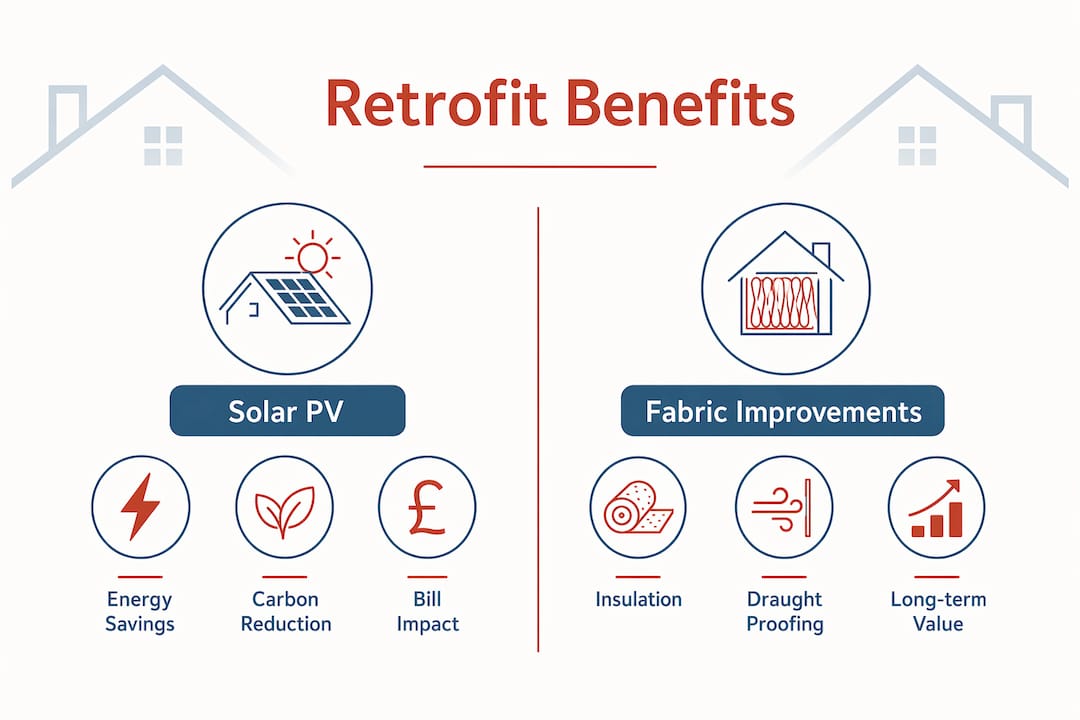Infographic comparing solar and fabric retrofit benefits