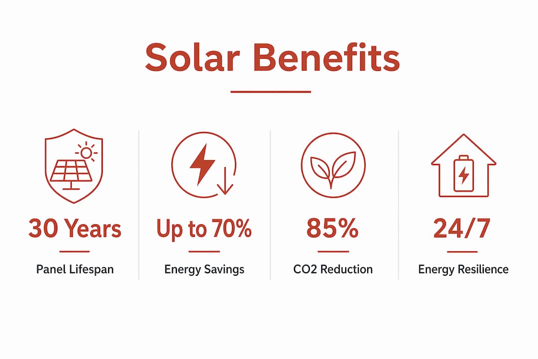 Infographic illustrating key solar panel benefits