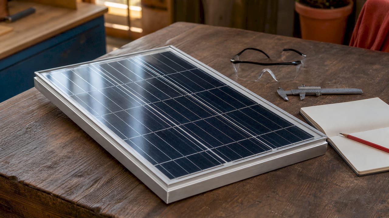 Close-up photo of layered solar panel structure