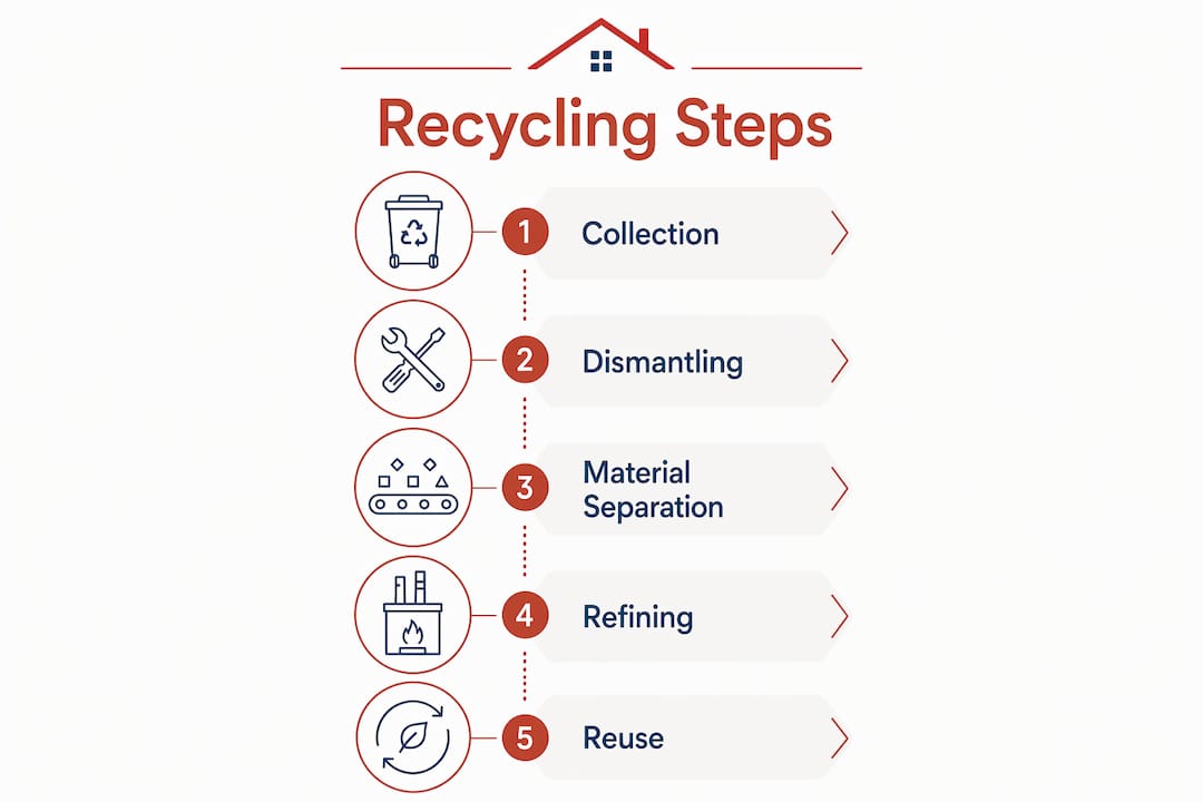 Infographic illustrating solar panel recycling steps