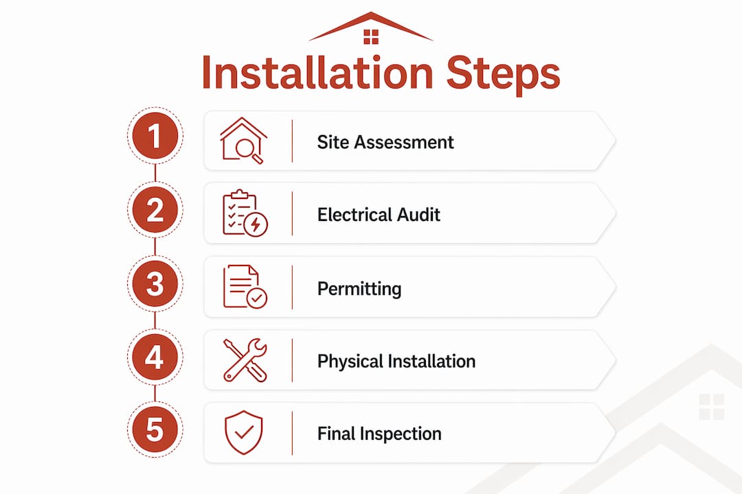 Infographic showing the steps of rural solar installation