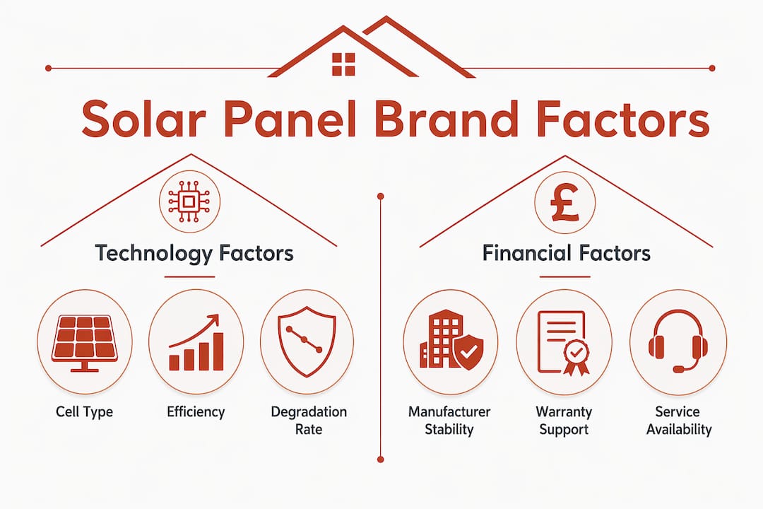 Infographic comparing technology and financial factors of solar brands