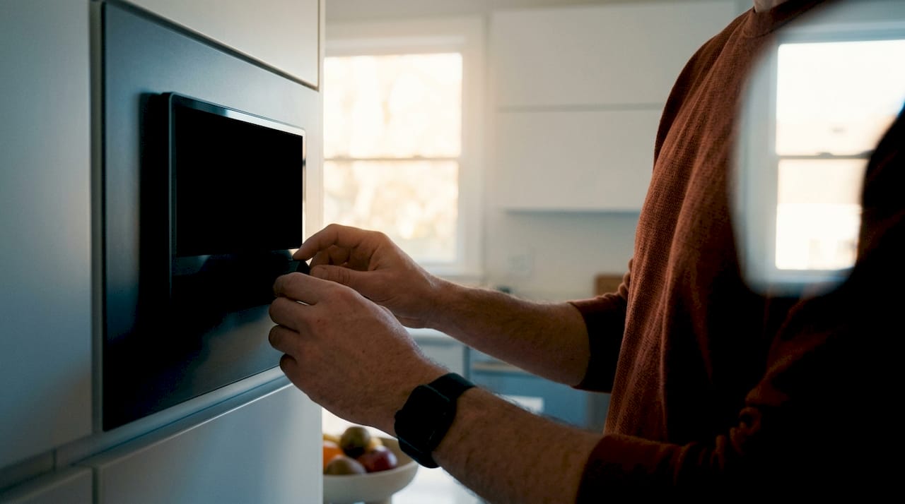 Hands adjusting smart home energy control panel