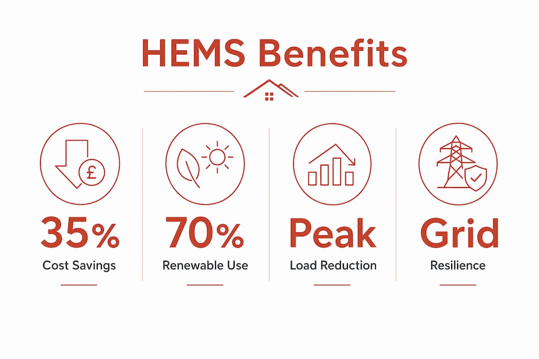 Infographic showing smart home energy management benefits with key statistics