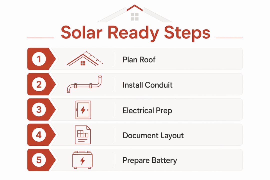 Infographic outlining key solar ready home steps