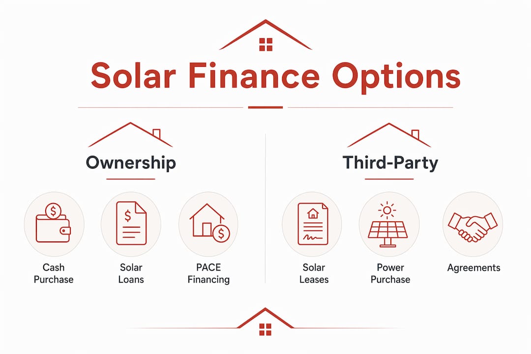 Infographic comparing solar finance ownership options