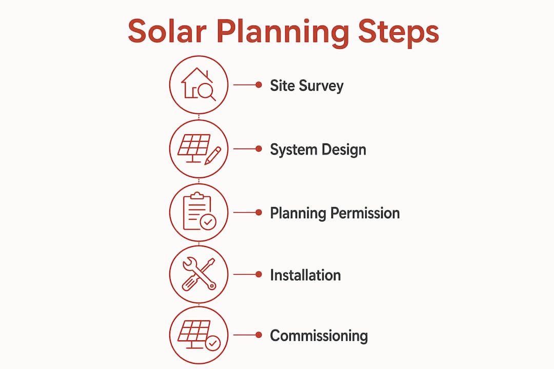 Infographic outlining solar planning and installation steps