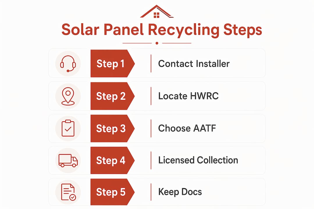 Infographic illustrating solar panel recycling steps