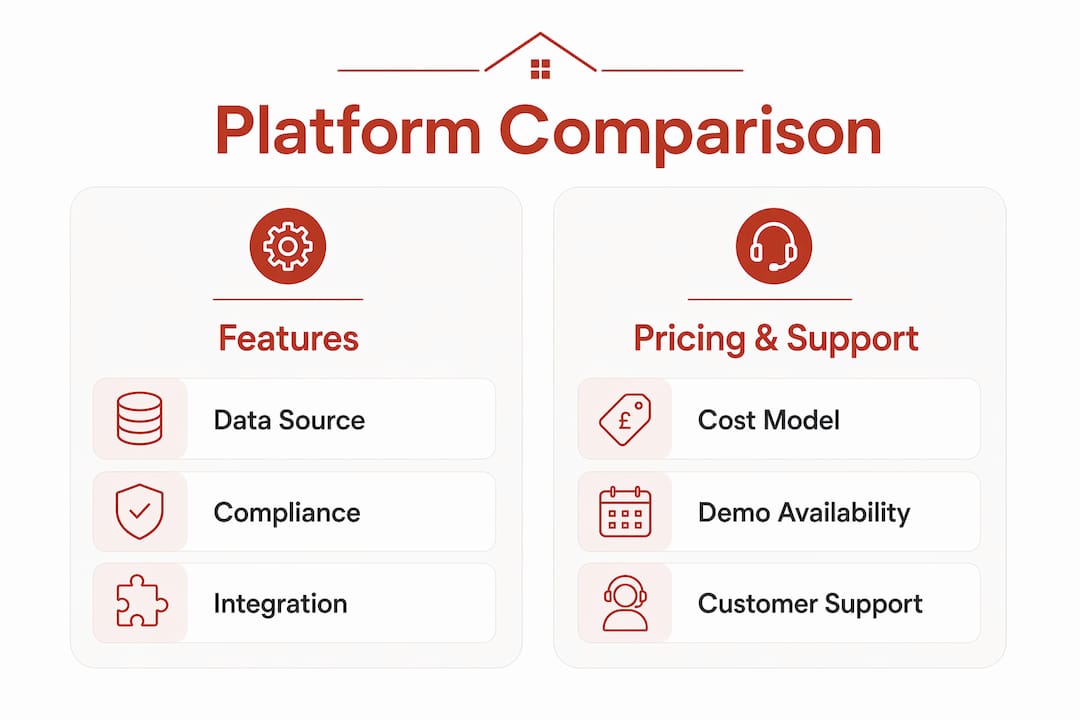 Infographic comparing features and pricing of platforms