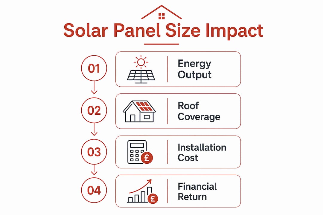 Infographic showing solar panel size effects in UK homes