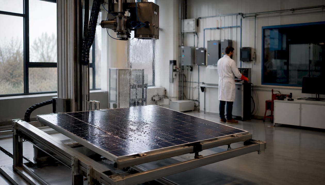 Solar panel testing in certification laboratory