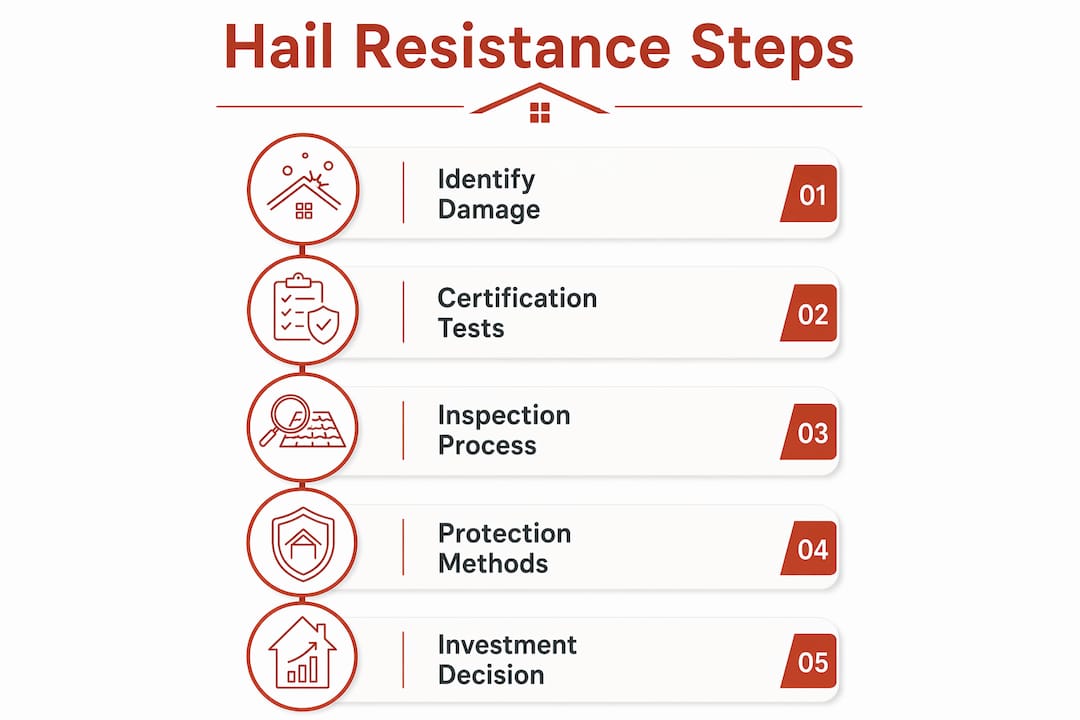 Infographic illustrating solar panel hail resistance steps