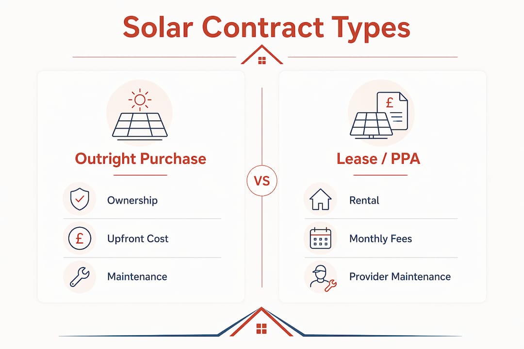 Infographic comparing solar contract types and features