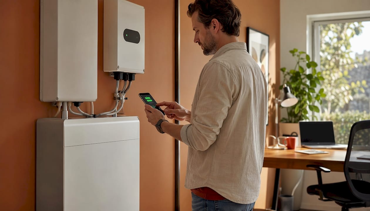 Smartphone controlling home solar battery system